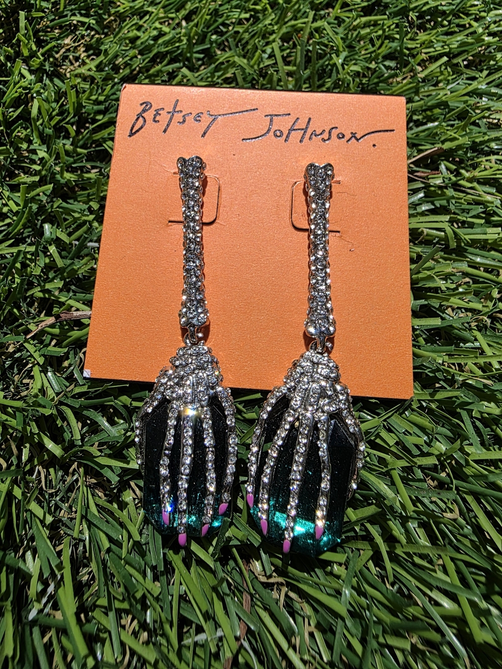 Betsey Johnson Skeleton Crystal Earrings